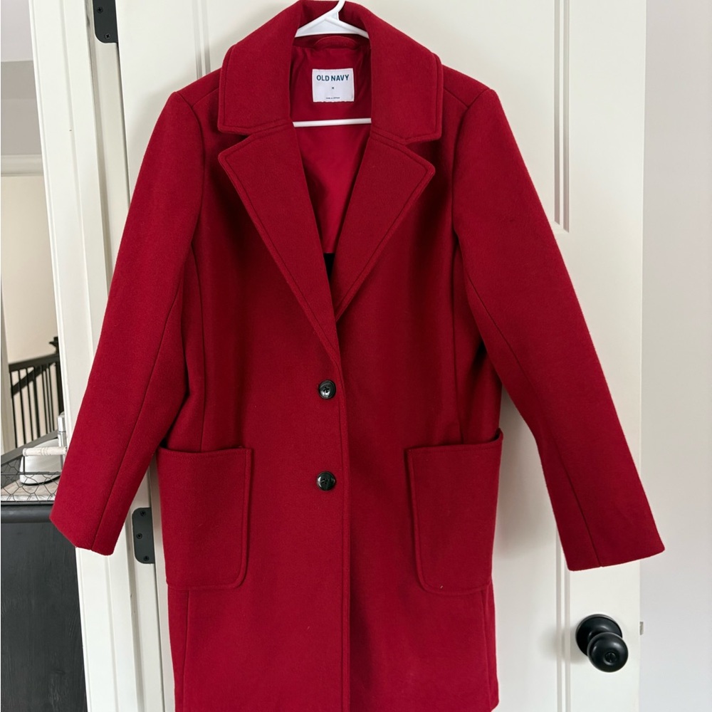 Old Navy Women's Bold Red Pea Coat